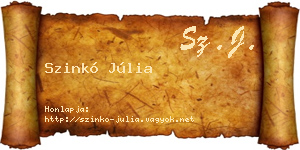 Szinkó Júlia névjegykártya